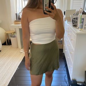 Green Satin Mini Skirt